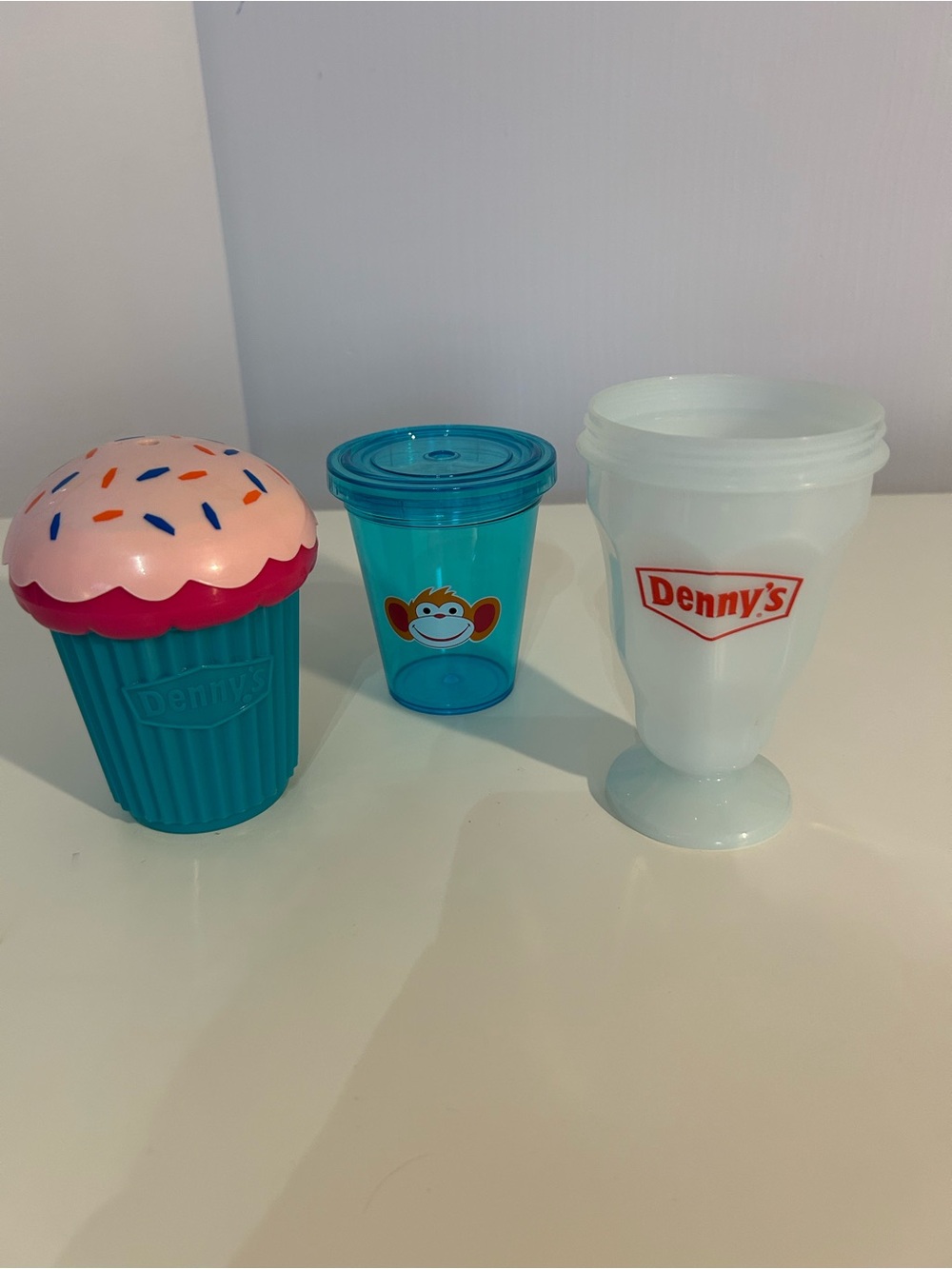 3 cups- Blue Cup & White Sundae Mini Set - Party Drinkware- set of 3 cups